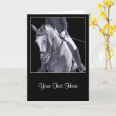 Zwart & Wit Duo Dressage Horse Wenskaart Kaart (Gele Bloem)