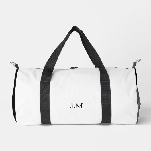 Zwart-wit duo effen kleur initialen naam plunjezak (Voorkant)