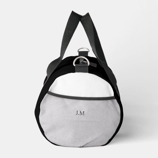 Zwart-wit duo effen kleur initialen naam plunjezak (Rechts)