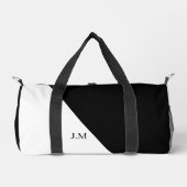 Zwart-wit duo effen kleur initials naam plunjezak (Voorkant)
