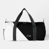 Zwart-wit duo effen kleur initials naam plunjezak (Achterkant)