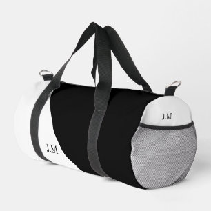 Zwart-wit duo effen kleur initials naam plunjezak