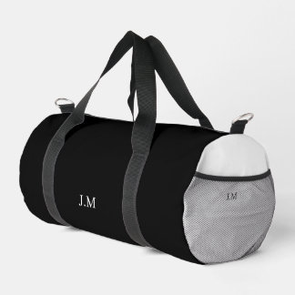 Zwart-wit duo effen kleur initials naam plunjezak