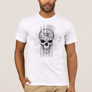 Zwart-wit E Pluribus Unum Schedel Vlag T-shirt