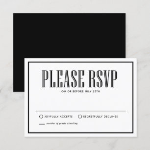 Zwart & Wit Eat-Drink en gehuwde RSVP Kaartje