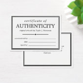 Zwart wit echtheidscertificaat visitekaartje (Bureau)