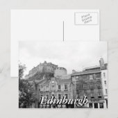 Zwart-wit Edinburgh Castle Scotland briefkaart (Voorkant / Achterkant)