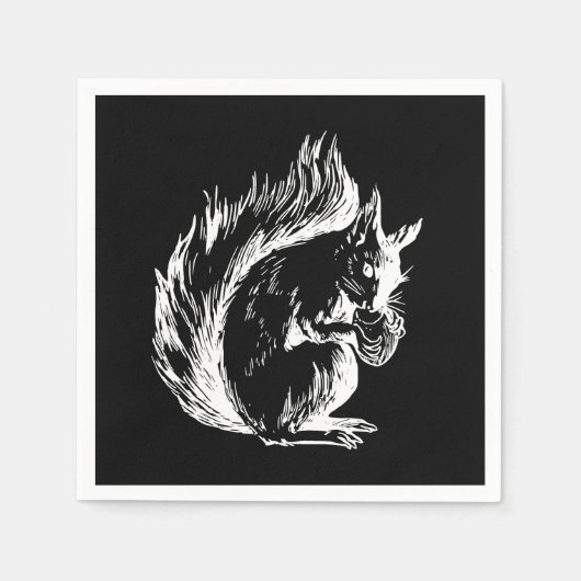 Zwart-wit eekhoorn ontwerp kunst servet (Voorkant)