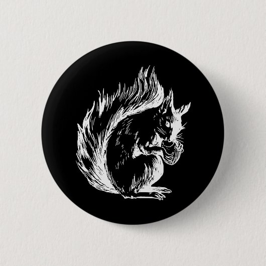 Zwart-wit eekhoornkunst ronde button 5,7 cm (Voorkant)