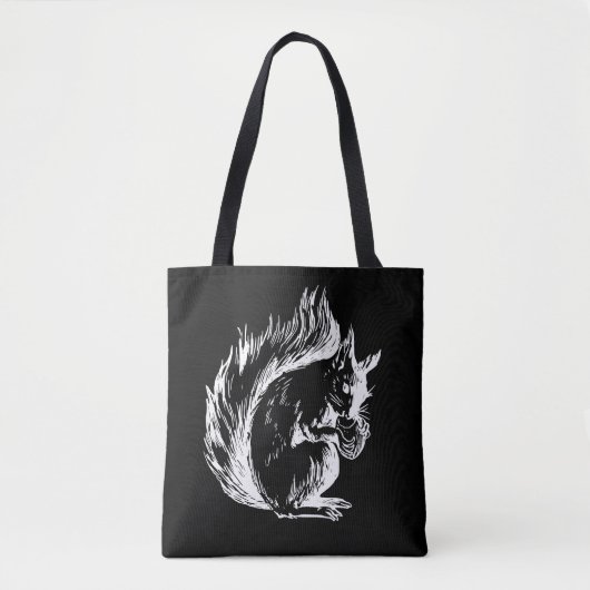 Zwart-wit eekhoornkunst tote bag (Voorkant)
