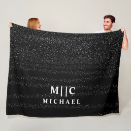 Zwart-wit eenvoudig abstract monogram fleece deken