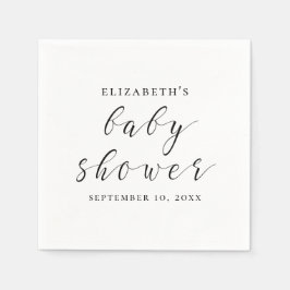 Zwart-wit eenvoudig baby shower voor kalligrafie servet