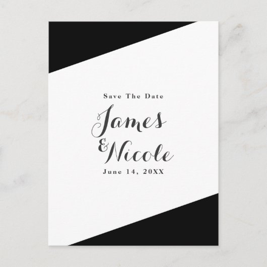 Zwart & Wit Eenvoudig Chic Elegant Save the Date Aankondigingskaart (Voorkant)