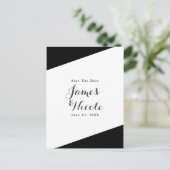 Zwart & Wit Eenvoudig Chic Elegant Save the Date Aankondigingskaart (Staand voorkant)