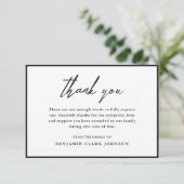 Zwart-wit Eenvoudig condoleances Sympathie begrafe Bedankkaart (Staand voorkant)