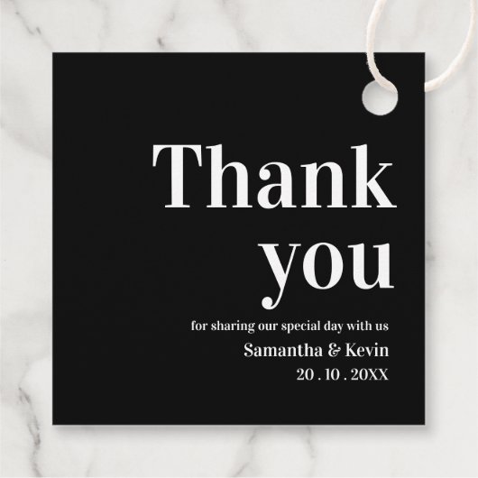 Zwart Wit Eenvoudig Dank u Bericht Bruiloft Party Bedankjes Labels (Achterkant)