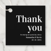 Zwart Wit Eenvoudig Dank u Bericht Bruiloft Party Bedankjes Labels (Voorkant)