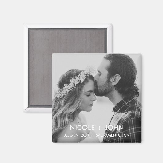 Zwart-wit Eenvoudig De datummagneet opslaan Magneet (Voorkant / Achterkant)