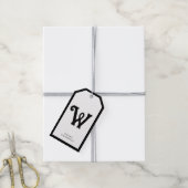 Zwart wit eenvoudig decoratief monogram cadeaulabel (Met Touw)