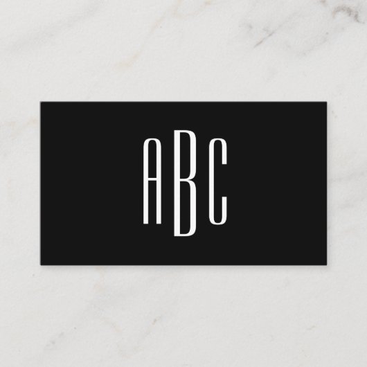 Zwart-wit Eenvoudig Drie Lettermonogram Visitekaartje (Voorkant)