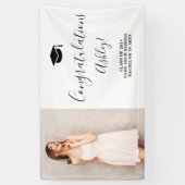 Zwart wit eenvoudig elegant afstuderen gefelicitee spandoek (Verticaal)