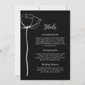 Zwart Wit Eenvoudig Elegant Bloemen Trouwdetail Kaart (Voorkant)
