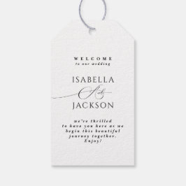 Zwart & Wit Eenvoudig Elegant Chic Welkom Huwelijk Cadeaulabel