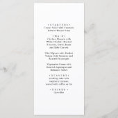 Zwart-wit. Eenvoudig elegant huwelijksdiner Menu (Achterkant)