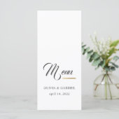 Zwart-wit. Eenvoudig elegant huwelijksdiner Menu (Staand voorkant)