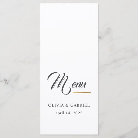 Zwart-wit. Eenvoudig elegant huwelijksdiner Menu (Voorkant)