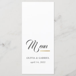 Zwart-wit. Eenvoudig elegant huwelijksdiner Menu