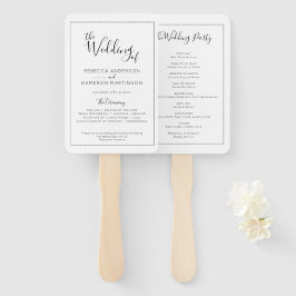 Zwart-wit Eenvoudig Elegant Huwelijksprogramma Handwaaier