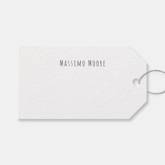 Zwart Wit Eenvoudig Elegant Informeel Eigen Naam Cadeaulabel (Voorkant (Horizontaal))