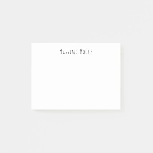 Zwart Wit Eenvoudig Elegant Informeel Eigen Naam Post-it® Notes (Voorkant)