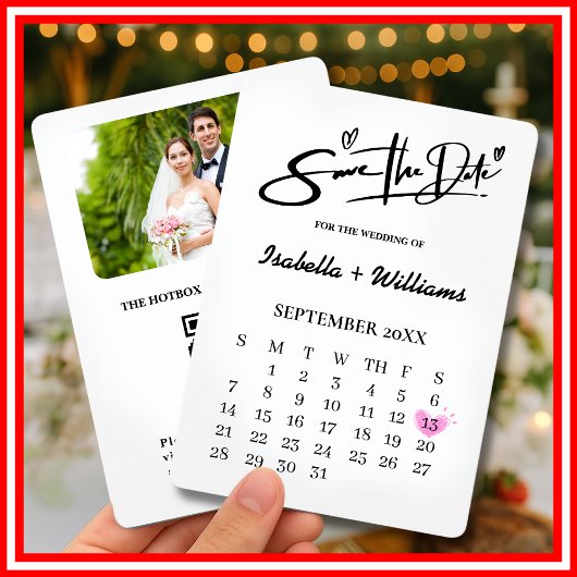 Zwart-wit Eenvoudig Elegant Modern QR Wedding Kaart