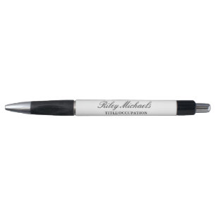 Zwart Wit Eenvoudig Elegant Monogram Naam Titel Pen