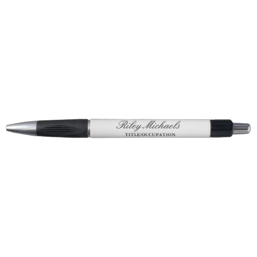 Zwart Wit Eenvoudig Elegant Monogram Naam Titel Pen (Voorkant)