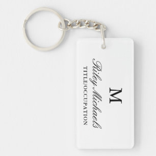 Zwart Wit Eenvoudig Elegant Monogram Naam Titel Sleutelhanger