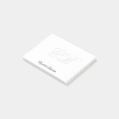 Zwart-wit Eenvoudig Elegant Monogram Post-it® Notes (Schuin)
