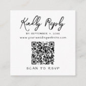 Zwart Wit Eenvoudig Elegant QR-code Antwoord Informatiekaartje (Voorkant)