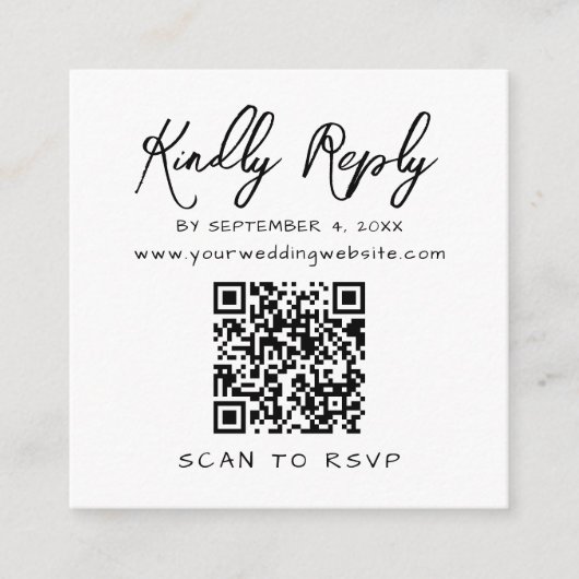 Zwart Wit Eenvoudig Elegant QR-code Antwoord Informatiekaartje (Voorkant)