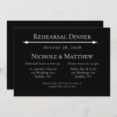 Zwart & Wit Eenvoudig Elegant Repetitie Diner Kaart (Voorkant / Achterkant)