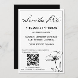 Zwart-wit Eenvoudig Elegant Sla de datum op Save The Date