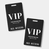 Zwart Wit Eenvoudig Elegant VIP-Event Badge (Voor- en achterkant)