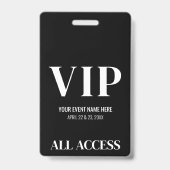 Zwart Wit Eenvoudig Elegant VIP-Event Badge (Achterkant)