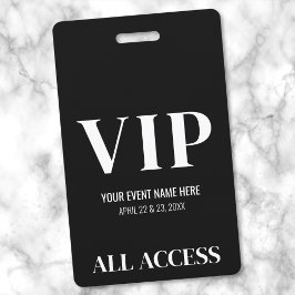 Zwart Wit Eenvoudig Elegant VIP-Event Badge
