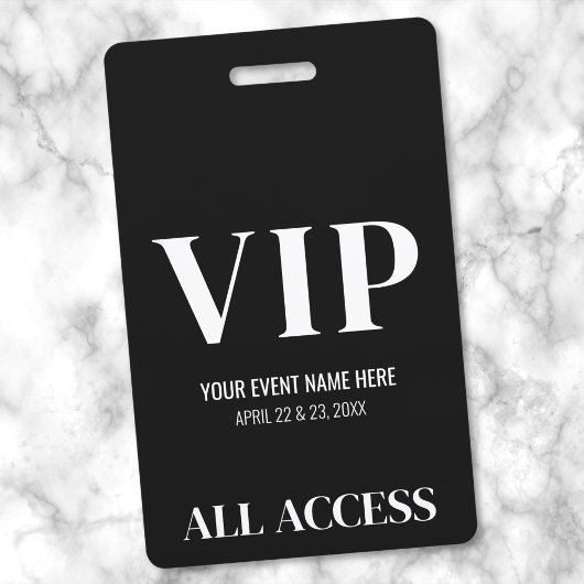 Zwart Wit Eenvoudig Elegant VIP-Event Badge