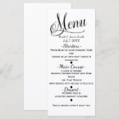 Zwart & Wit Eenvoudig Elegant Wedding Menu Kaart (Voorkant / Achterkant)