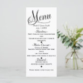 Zwart & Wit Eenvoudig Elegant Wedding Menu Kaart (Staand voorkant)