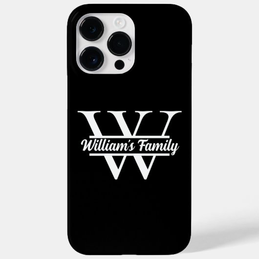 Zwart-Wit | Eenvoudig familienaam monogram Case-Mate iPhone Case (Achterkant)